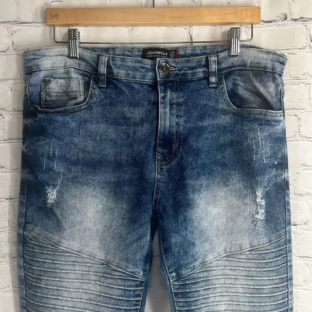 South Pole  Men's‎ Stretch Biker Denim Skinny Jeans 36 X 30